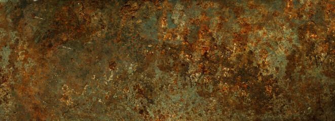 Wall Mural - Old rusty metal texture. Grunge background wallpaper. Horizontal banner