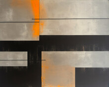 Constructivism Dark Grungy Industrial Style Abstract Art Background Or Cover Template. Black, Grey And Orange Blocks Of Color. Generative AI Artwork.