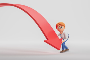 Poster - Cartoon businessman and falling graph
