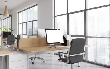 Poster - white office with mock up computer screen