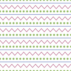Sticker - Decorative seamless pattern with dots, lines, and zig zag lines