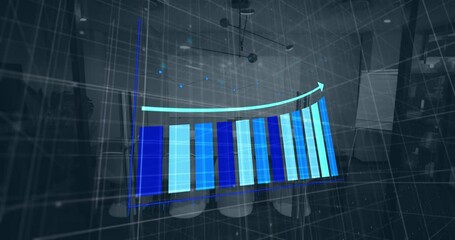 Poster - Animation of statistical data processing against empty meeting room at office