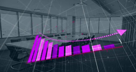Poster - Animation of statistical data processing against empty meeting room at office