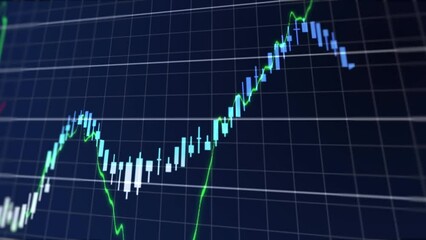 Poster - Animation of financial data processing over grid network against blue background