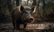 photo of hog in its natural habitat. Generative AI