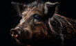 Wild Boar Majesty: Photo of hog, portrait showcasing the breed's rugged physique and tough character. Generative AI