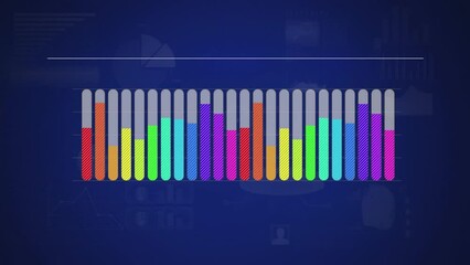 Poster - Animation of interface with statistical data processing against blue background