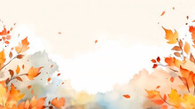 Autumn Watercolor Background With Space For Text, Generative Ai