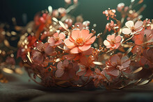 A Detailed Floral Tiara With Intricate Patterns And 3d Elements. Generative AI