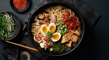 Asian Noodle Soup, Ramen With Chicken AI Generated Image