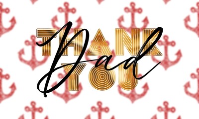 Sticker - Thank You Dad Card. Hand Written Lettering for Title, Heading, Photo Overlay, Wedding Invitation, Thank You Message.