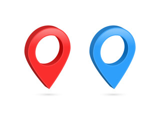 Fototapete - Location pin icon set. Map 3d pins , Isometric red map pointers. Collection of place marker icons in 3d modern. Vector illustration