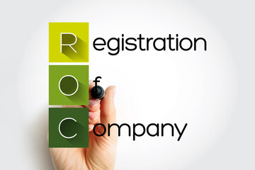 Poster - roc - registration of company acronym with marker, concept background