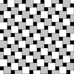 Wall Mural - Square pattern, seamless tile, with geometrical-optical illusion. Special arranged squares, to appear no longer horizontally aligned, and slightly twisted, similar to a Zoellner or cafe wall illusion.