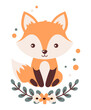 © juliiapanukoffa - Cute fox with flowers, cartoon vector illustration. Floral woodland animal.
