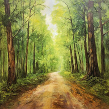 Oil Painting, Forest, Ai Generated