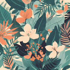  Simple Floral Pattern Of Tropical Plant Illustration