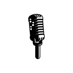 Poster - vector black microphone on white background