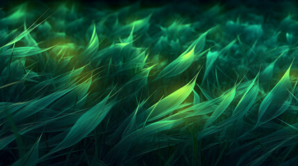 close up of green grass growing on a black background