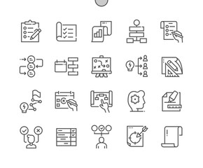 Poster - Plan. Decision making. Project planning. Strategy and management. Pixel Perfect Vector Thin Line Icons. Simple Minimal Pictogram