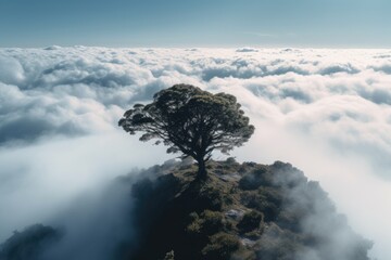 Wall Mural - clouds over the mountains with trees. generative ai.