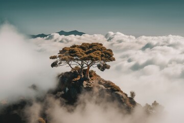 Wall Mural - clouds over the mountains with trees. generative ai.