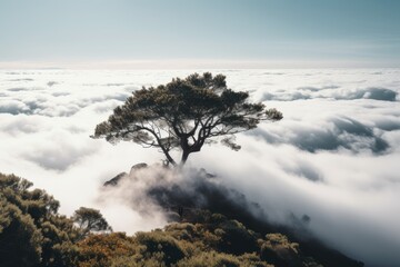 Wall Mural - clouds over the mountains with trees. generative ai.