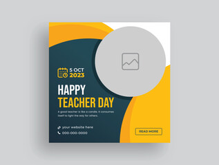 Colorful Teacher Day Instagram Post & Web Banner Template