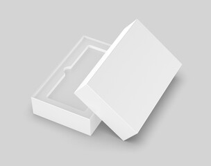 Wall Mural - Blank cell phone or mobile packaging paper box, 3d render illustration.