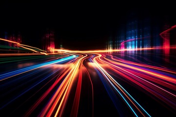 Poster - Abstract lines glowing colorful. Generate Ai