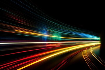 Poster - Abstract lines glowing city. Generate Ai