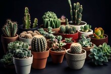 Cactus Succulent Collection Plant Pot. Generate Ai