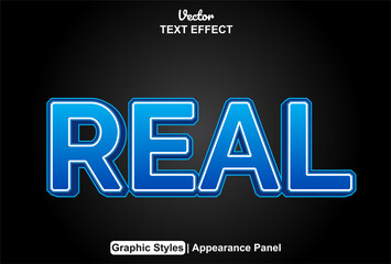 Fototapete - real text effect with editable blue color graphic style