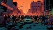 A horror scene of a zombie outbreak in a city. Fantasy concept , Illustration painting. Generative AI