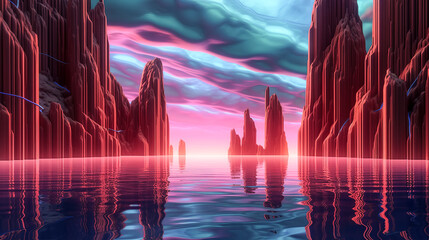 A 3d rendered abstract wallpaper featuring a sunset was created - generative ai.