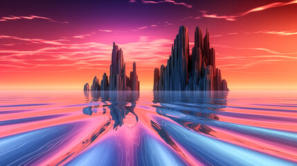 A 3d rendering of an abstract wallpaper with a sunset was created - generative ai.