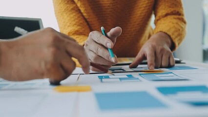 Website designer Creative planning application development draft sketch drawing template layout framework wireframe design studio . User experience concept .