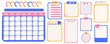 © v.iraa - Kawaii calendar, to-do list, checklist, reminder and notes for organizer. Set of blank paper notes template or cute stickers for planner.
