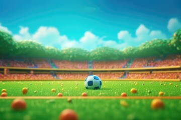 Stadium with football at night as wide background. Digital 3D illustration of background advertising