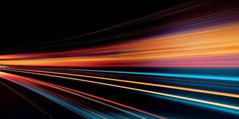 Wall Mural - abstract long exposure dynamic speed light trails background. generative ai