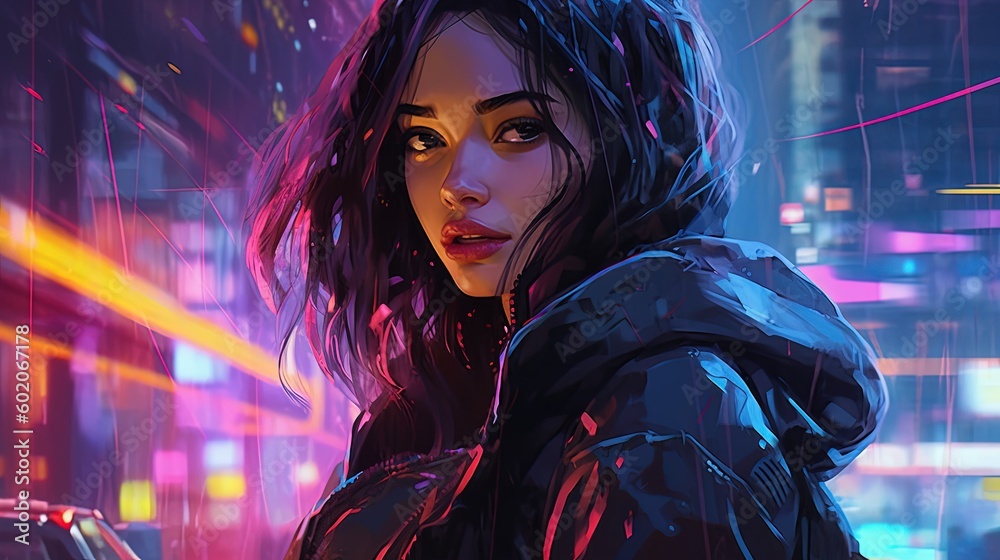 Cyberpunk girl. Fantasy concept , Illustration painting. Generative AI ...