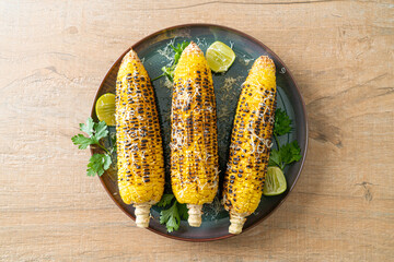 Poster - barbecue and grilled corn with cheese and lime