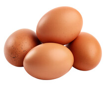 Rustic, Brown Chicken Eggs. Isolated On Transparent Background. KI.