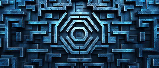 an abstract blue background with a maze pattern