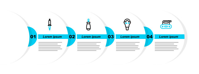 Poster - Set line Electric planer tool, Angle grinder, Screwdriver and Soldering iron icon. Vector