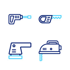 Wall Mural - Set line Electric jigsaw, sander, Reciprocating and Rotary hammer drill machine icon. Vector