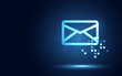 © Shutter2U - Futuristic blue digital express email envelope and parcel abstract technology background. Business quantum internet network communication high-speed delivery and email text sending message service