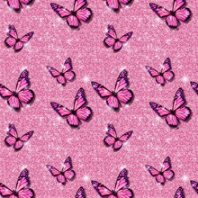 PINK GLITTER SEAMLESS BACKGROUND WITH PINK BUTTERFLIES 