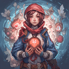 Wall Mural - little Heartcore mage Generative AI