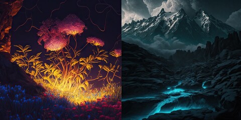 Wall Mural - night landscape view from sky beautiful night sky stars dark majestic. generative ai aig15.